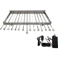 walexo Grillspieß Spießdreher 3-12V (regelbar), incl. 15 Edelstahlspieße (1-St)
