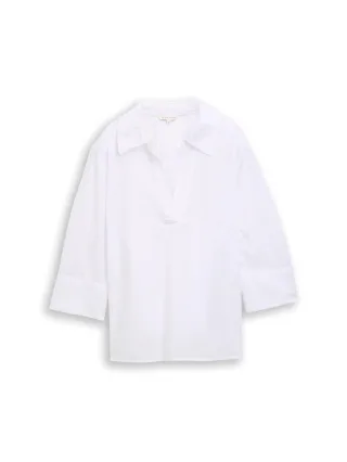 Tom Tailor - Loose Fit Bluse mit Stickerei white dobby - Gr. - 34
