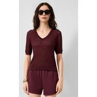 QS Kurzarmpullover Strickpullover Leicht transparentes Strickshirt