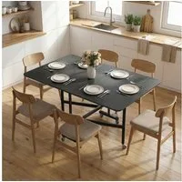 HOMCOM Klapptisch Esstisch Küchentisch für 4-6 Personen, Stahlbeine (Set, 1-St., 1 Tisch), Platzsparend, klappbar, mit Rollen