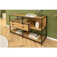 riess-ambiente Bücherregal SLIM LINE 115cm natur / schwarz · Raumteiler aus MDF und Metall, Einzelartikel 1-tlg., Mehrzweckregal fürs Wohnzimmer mit Schubladen · Industrial Design