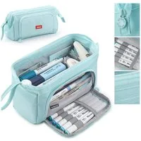 OKWISH Federmäppchen Stifteetui Federtaschen Schreibgeräteetui Bleistift-Organizer, (Stifttasche mit Reißverschluss 3 Fach Große Kapazität, 1-tlg., Schreibwarenbeutel Schreibwarenaufbewahrung), für Damen Herren Schule Büro Arbeit Studenten Mädchen Ju