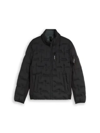 Tom Tailor - Hybrid Steppjacke mit verstaubarer Kapuze black - Gr. - XL