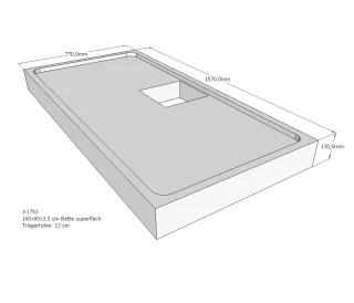 Neuesbad Wannenträger für Bette superflach 160x80x3,5 SD22799