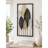MF Wanddekoobjekt Metall Wandbild Blätter Virello moderne Wanddeko 75cm