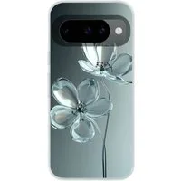 MuchoWow Handyhülle für Google Pixel 10 Pro Kristall - Blumen - Grau, Handy Case, Silikon, Bumper Case Dünn