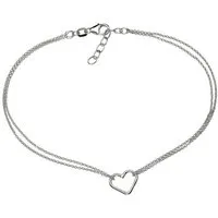 Firetti Fußkette Schmuck Geschenk Silber 925 Körperschmuck Herz+LIEBE Ankerkette