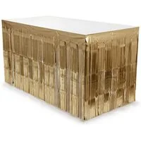 partydeco Tischdecke, Lametta Tischrock 300x80cm Gold