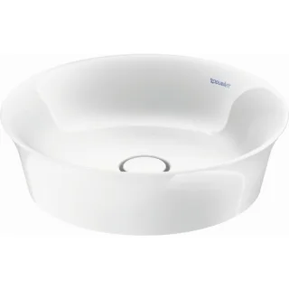 Duravit White Tulip Aufsatz-Waschtisch 23624300791 Ø 43cm, ohne Hahnloch, Überlauf, Hahnlochbank, weiß WonderGliss