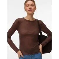 Vero Moda Langarmshirt VMARIEL LS TOP JRS NOOS Materialmix, gewellter Saum