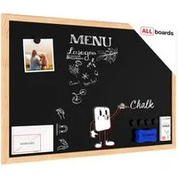 ALLboards Tafel Schwarze Magnetische Kreidetafel Naturholzrahmen Schreibtafel