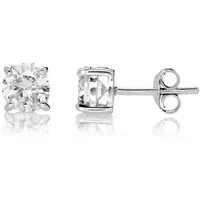 Karisma Schmuck Paar Ohrstecker Silber 925 rhodiniert Rund Premium Zirkonia Diamant
