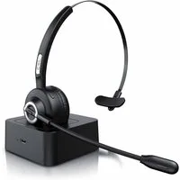 CSL Headset kabellos, inklusive Ladestation und Rauschunterdrückung Wireless-Headset (Rauschunterdrückung, Noise-Cancelling, Freisprechfunktion, True Wireless, Bluetooth, Mono Bluetooth Headset mit flexiblem Mikrofon und USB Ladeport)