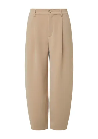 s.Oliver Red Label - Barrel-Leg-Hose mit Bundfalten beige - Gr. - 38