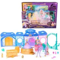 Spin Master Anziehpuppe Unicorn Academy - Stall Starglow Fountain & Stable, mit Licht und Sound