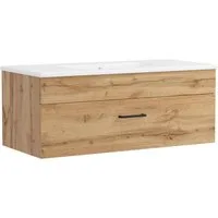 welltime Waschtisch Trento Light mit Keramik-Auflagebecken, 1 feste Blende und 1 Auszug, Breite: 101cm, Wotaneiche