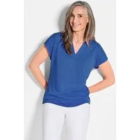 GOLDNER T-Shirt Luftiges Basicshirt mit V-Ausschnitt Strukturierter Jersey, V-Ausschnitt, Basic-Länge, Kurzarm
