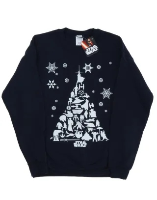 Star Wars Sweatshirt homme arbre de Noël (Bleu marine)