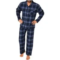 Normann Pyjama Durchgeknöpfter Herren Flanell Schlafanzug langarm, Pyjama kariert