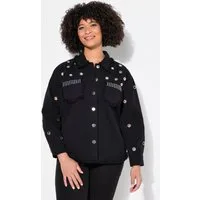 Angel of Style Kurzjacke Jeansjacke Ösen Fransensaum Hemdkragen Langarm