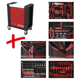 KS Tools Performanceplus Werkstattwagen-Satz P10 mit 399 Werkzeugen für 6 Schubladen - 810.6399
