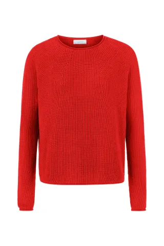 Rich & Royal - Seamless Crew Neck Half Cardigan Organic sunset red - Gr. - L