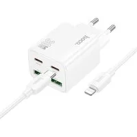 hoco. N56 USB-Ladegerät (3000 mA, Einzelartikel, Inklusive 1 m USB-C-auf-iPhone-Kabel, PD + QC3.0 Schnellladen, 30W, 4 Ports, inkl. iPhone-Kabel)