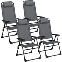 TLGREEN Campingstuhl Klappstuhl mit Kopfkissen, (5-stufig verstellbar Gartenstuhl Liegestuhl, 4 St), für Outdoor Balkon Strand bis 120 kg belastbar