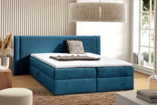 Boxspringbett Schlafzimmerbett CEDRIC 180x200cm Stoff Magic Velvet Blau