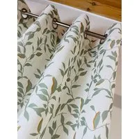 novumfix Vorhang Ösenvorhang "Gesine" Lindgrüne Blätter, Leinenoptik 140x250cm(BxH), blickdicht, Leinengemisch