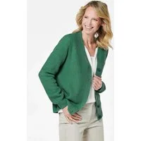 GOLDNER Strickjacke Elegante Strickjacke mit V-Ausschnitt Kurzjacke mit Rippstruktur, Knopfleiste und Langarm