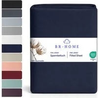BR-Home Spannbettlaken bis zu 25cm, 100% Baumwolle Jersey Bettlaken, Spannbetttuch 145 g/m², Gummizug: rundum, (1 Stück), Rundumgummi, Atmungsaktiv