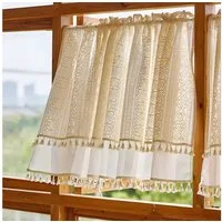 Sunicol Scheibengardine Vintage Quasten Boho gardinen kurz, Transparente Fenstervorhänge (1 St), Voile Bistrogardine für Wohnzimmer Schlafzimmer Kinderzimmer