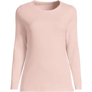 Langarmshirt aus mikrofeinem Baumwollripp, Damen,  Orange, Baumwolle/Elasthan, by Lands' End