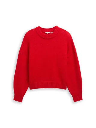 Denim Tom Tailor - Oversize Strickpullover brilliant red - Gr. - S