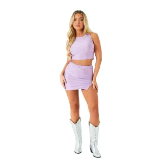 Missy Empire - "Hot Fix Disco" Minirock für Damen (Flieder)