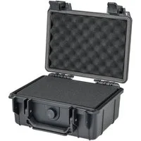 HMF Werkzeugkoffer Robuster Outdoorkoffer mit Druckausgleichsventil und Rasterschaumstoff, Outdoor-Koffer wasserdicht und staubdicht, 23 x 19 x 11 cm, schwarz