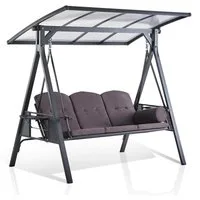 PURPLE LEAF Hollywoodschaukel Gartenschaukel mit Verstellbares Sonnendach Schaukel, 3-Sitzer, mit PVC Hardtop, Verstellbares Sonnendach, Robust & Wetterfest