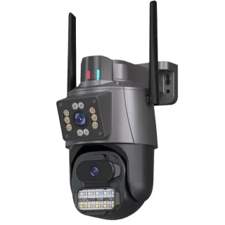 3MP+3MP Dual Lens WiFi Security Camera 5X Zoom Dual Screen PTZ CameraICSEE APP Outdoor Auto Tracking Color Night Visio