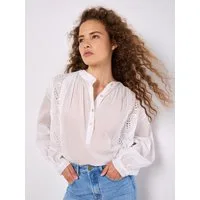 Apricot Spitzenbluse Spitzeneinsatzbluse mit Stehkragen