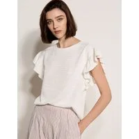Apricot T-Shirt Strukturiertes T-Shirt mit Rüschenärmeln
