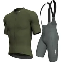 Wulibike Radtrikot Herren Kurzarm Gravel-Trikot für Bikepacking, Fahrradbekleidungsset (2-tlg) Herren Gravel-Set mit Y-Trägerhose und 6 Cargo-Taschen