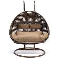 HOME DELUXE Hängesessel Polyrattan Hängesessel TWIN (inkl. Gestell, Korb, Sitzauflage, Montagezubehör, 4-St., Komplettset), Hängestuhl