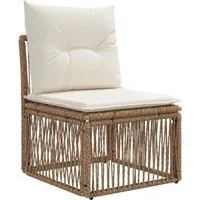vidaXL Loungesofa Armfreies Sofa Beige Poly-Rattan, 1 Teile