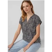s.Oliver Kurzarmbluse Bluse Leichte Baumwoll-Bluse mit All-over-Print