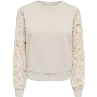 ONLY Sweatshirt ONLSTILLA L/S LACE SLEEVES CS SWT Baumwollmischung, regular fit