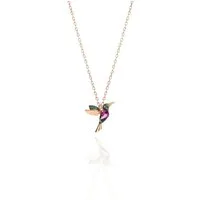 Einzelstück Kette mit Anhänger Einzelstück Kolibri Kette aus 925 Sterling Silber, rosé vergoldet, mit funkelnden Steinen