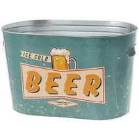 CEPEWA Eiseimer Bierkühler Eimer 'Ice cold Beer' 34x20cm Stahlblech Retro-Design Kübel
