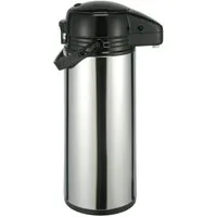 Haushalt International Pump-Isolierkanne Edelstahl Airpot Thermokanne mit Pumpfunktion Getränkespender, 1.9 l, (doppelwandig isolierte Pumpkanne, für heiße oder kalte Getränke)