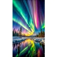 Rötting Design Malen nach Zahlen Diamond Painting Set 5d DIY Motiv Nordlichter am Nachthimmel (Komplett-Set, Vollbild), Diamond Painting Vollbild, Lieferung enthält alle Utensilien